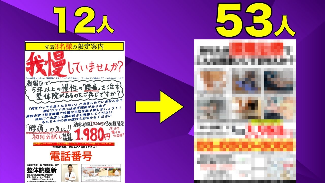 【限定チラシ】4.4倍(!)実際に53名を集客したチラシはこうやって作った!…刺さるチラシ